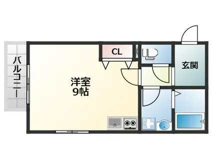 レインボーハートN(ワンルーム/3階)の間取り写真