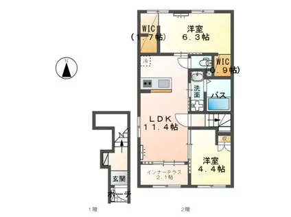 CENTRAL GARDEN II(2LDK/2階)の間取り写真