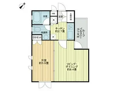 デュオ・スカーラ幡ヶ谷(1LDK/5階)の間取り写真