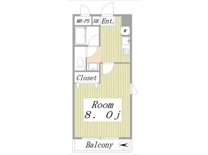 ウィスタリアK(1K/3階)の間取り写真