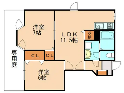 アプレA(2LDK/1階)の間取り写真