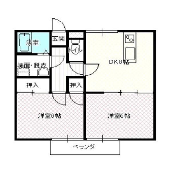 ハイツエマブル(2DK/2階)の間取り写真
