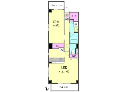 CASA ANIMADO(1LDK/2階)の間取り写真