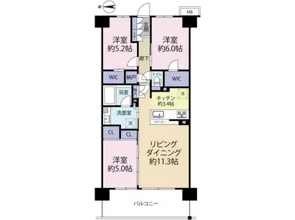 パークビレッジ南町田(3LDK/9階)の間取り写真