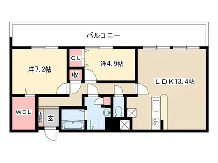 サムティレジデンス東山公園(2LDK/2階)の間取り写真