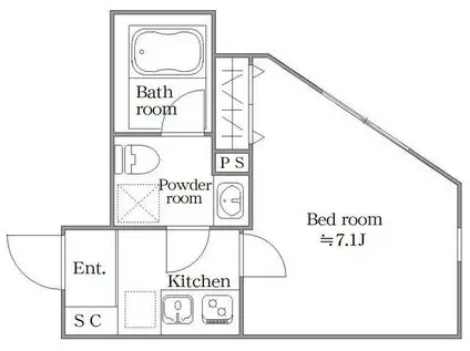 SOPHIAS大原(1K/3階)の間取り写真