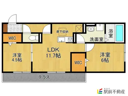 D-ROOM ホワイトフォレスト(2LDK/1階)の間取り写真