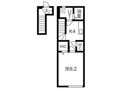 RISE大沢川原I棟(1K/2階)の間取り写真