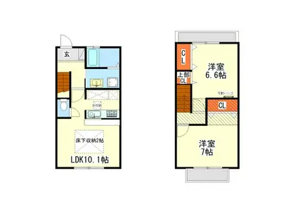 ポポラーレ幸(2LDK/1階)の間取り写真