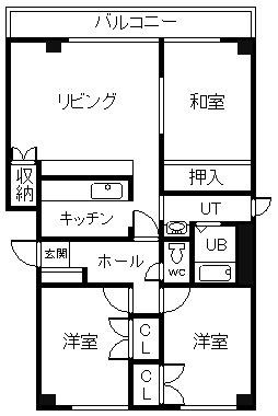 エスティ神楽(3LDK/2階)の間取り写真