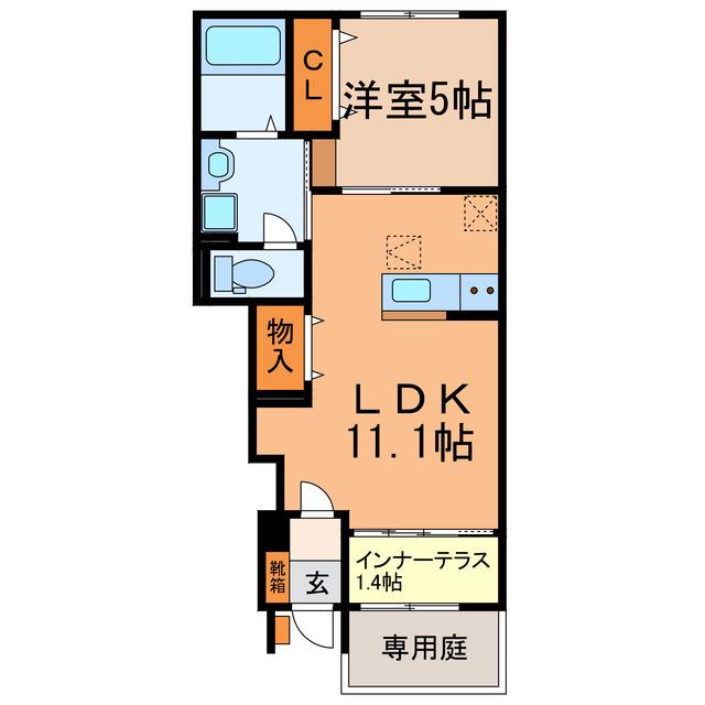 ノイアー・ルウムI(1LDK/1階)の間取り写真