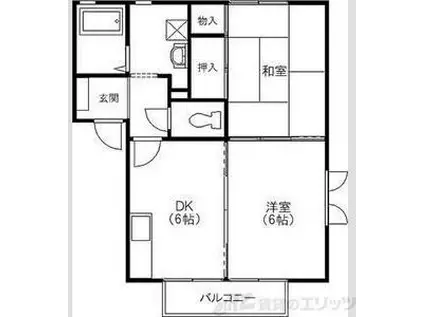 グリーンヒルIIA棟(2DK/1階)の間取り写真
