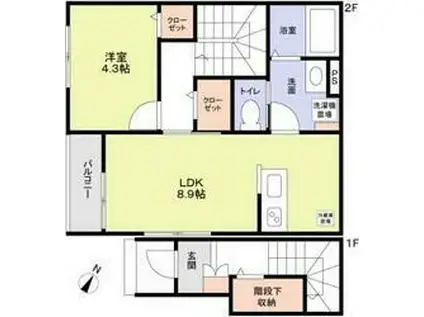 MALULANI(1LDK/2階)の間取り写真