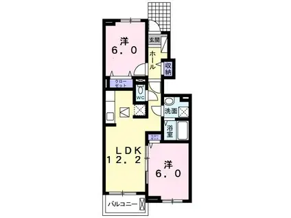 ウッドリバー(2LDK/1階)の間取り写真