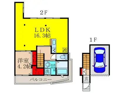 西尾テラス(1LDK/2階)の間取り写真