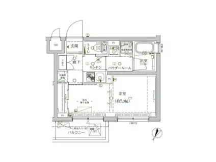 クレイシア新宿ノース(1K/2階)の間取り写真