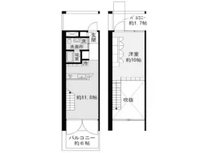 REFUGE O FOREST S(1LDK/2階)の間取り写真