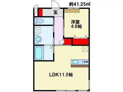 ラベンダー(1LDK/2階)の間取り写真