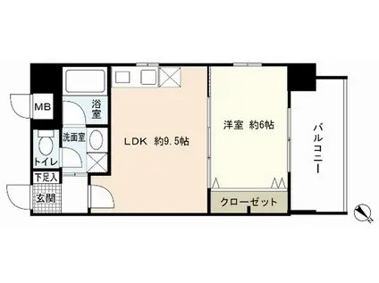 LAFERIA東観音(1LDK/6階)の間取り写真