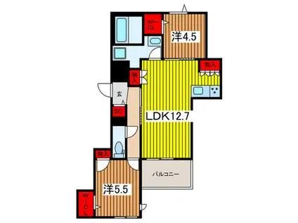 アトラスII(2LDK/1階)の間取り写真