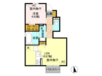 アルブル・カメリアII(1LDK/1階)の間取り写真