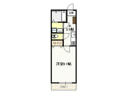 メゾン・エール・石内(1K/1階)の間取り写真