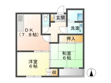 ハイツリバービレッジ(2DK/4階)の間取り写真