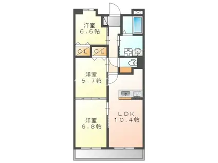 リバーサイド東洋(3LDK/2階)の間取り写真