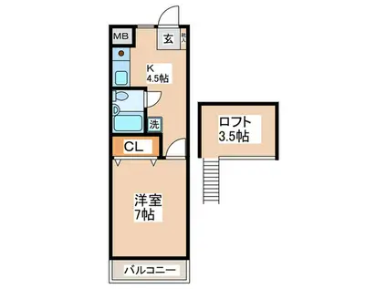 アリビオK III(1K/2階)の間取り写真