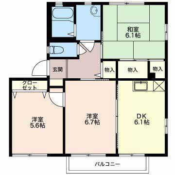シャトー庄(3DK/2階)の間取り写真