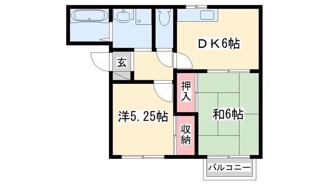 メゾン1号館B(2DK/1階)の間取り写真