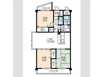ビオス菰口(3LDK/3階)の間取り写真
