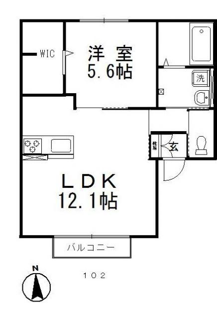 アネシス(1LDK/1階)の間取り写真