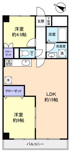 YS習志野台(2LDK/2階)の間取り写真