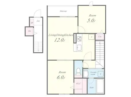 江坂町2丁目プロジェクト(2LDK/2階)の間取り写真