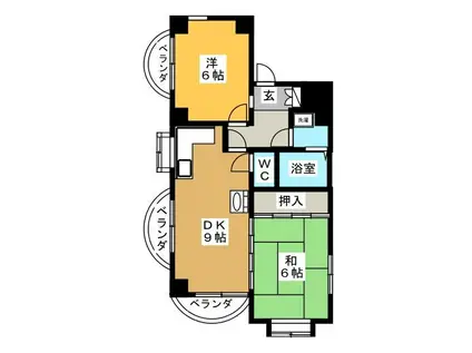 メゾン沖ノ橋(2DK/2階)の間取り写真