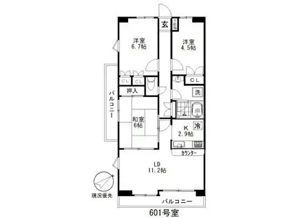 藤和シティホームズ千歳烏山(3LDK/6階)の間取り写真