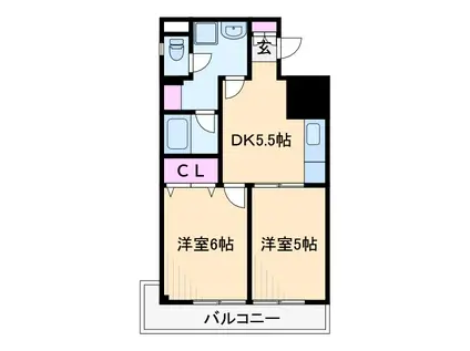 ロイヤルドレイク(2DK/3階)の間取り写真