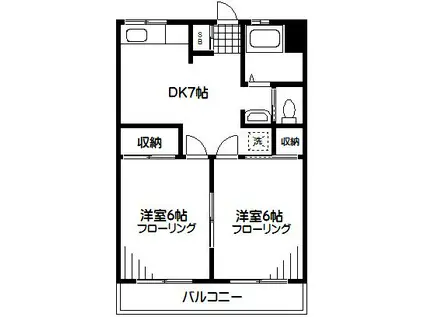 ケーアイマンション(2DK/2階)の間取り写真