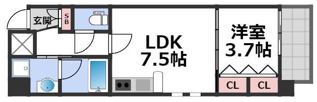 ラルテ天王寺(1LDK/3階)の間取り写真