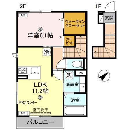 AMULETTE NEXIA COURTアミュレット・ネクシアコート(1LDK/2階)の間取り写真