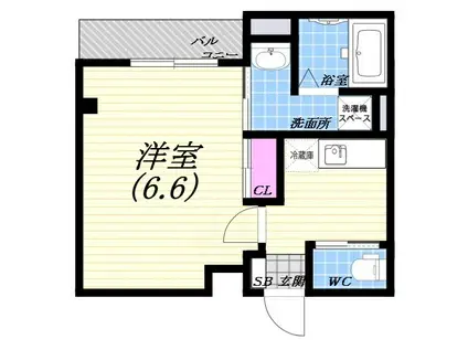 グランエクラ加島Ⅰ(1K/2階)の間取り写真