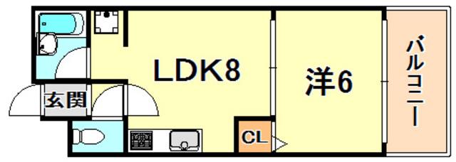 ユーコート(1LDK/3階)の間取り写真