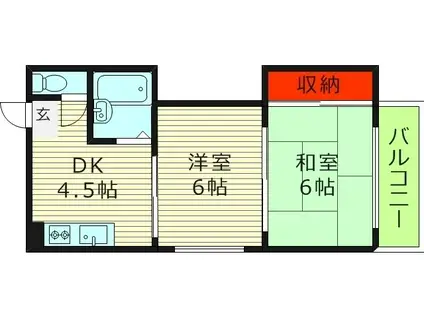 京阪本線 野江駅 徒歩4分 4階建 築36年(2DK/2階)の間取り写真