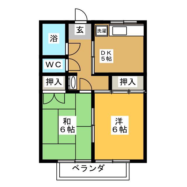 コーポ白山A(2DK/1階)の間取り写真