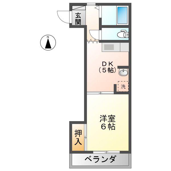 ラフォーレ岐阜(1DK/2階)の間取り写真