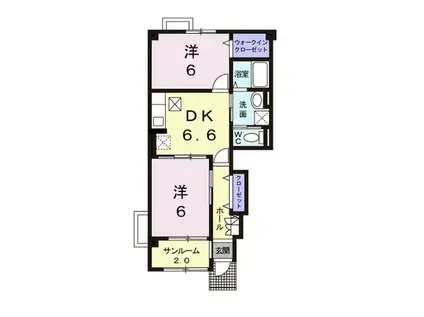 M.Y マーブルハウスII(2DK/1階)の間取り写真
