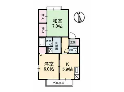 コーポ中的場VI(2K/2階)の間取り写真