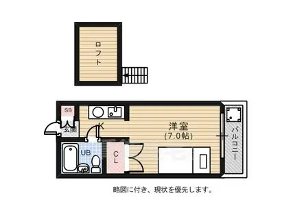 インパクト広瀬2(1K/3階)の間取り写真