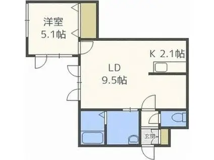 DIECI南あいの里(1LDK/1階)の間取り写真